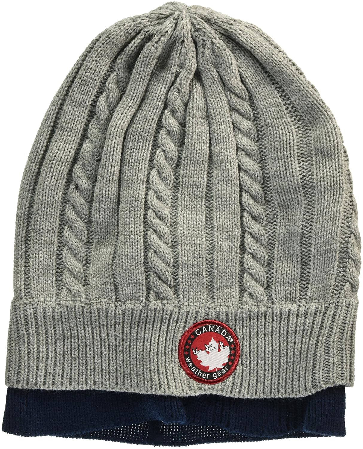 加拿大天气齿轮男式双层针织慵懒编织帽 麻灰 one size: 亚马逊中国: 