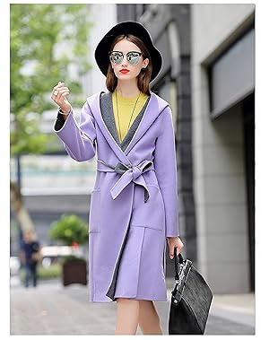 女装大衣风衣套装连衣裙复古民族风紫色灰色撞色中国风羊绒大衣休闲羊