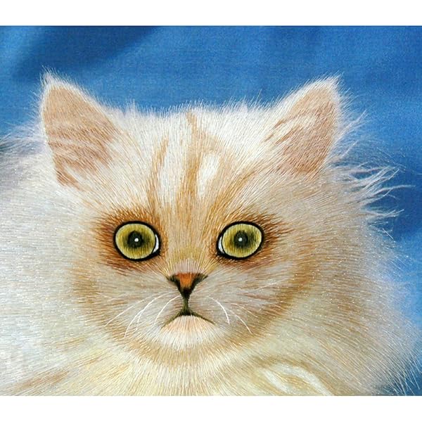 三景刺绣 苏绣成品 客厅画 装饰字画 手工刺绣 白猫 单面绣